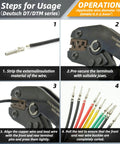 Pro Grade DT Connector Kit With Crimper And Terminal Removal Tools For IP68 Waterproof 2 3 4 6 8 12 Pin instructions