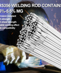 Garage Tested 5 Lb Aluminum TIG Welding Rod ER5356 Filler Wire 3/32 In showcased with welder in background