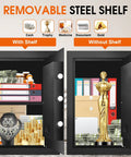 Large 3.4 Cu Ft Home Safe With Fire And Water Proof, Electronic Keypad, Spare Key, Floor Safe With Removable Shelf interior view