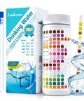 16 In 1 Water Test Kit For Home Use With 125 Test Strips Checks PH Hardness Chlorine Lead Iron Copper Nitrate Nitrite Fluoride And More For Well And Tap Water Quality, including test strips, color chart, and test tube.