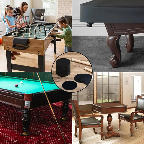 30 Piece Black Rubber Pool Table Leg Shims For Leveling On Sloped Floors 3 Inch Diameter Foot Pads with furniture setup