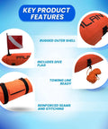 Durable Nylon Torpedo Float For Scuba Diving And Spearfishing With Orange Dive Flag Included 16 By 8 Inches 420D Outer Cover