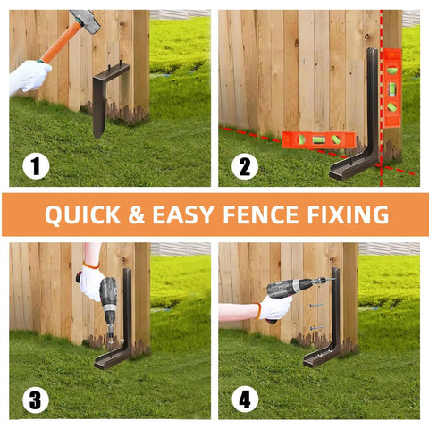 Fence Post Repair Kit For Leaning Or Broken 4x4 And 6x6 Posts, Heavy Duty, Adjustable Angle, Solid Metal, Anti Rust Paint Finish