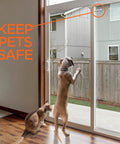 Foolproof Sliding Door And Window Locks Two Pack Toddlers and pets safe catch with adhesive shown on glass door.
