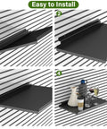 Installation steps of Four Pack 17 By 10 Inch Metal Slatwall Shelves For Garage Or Shop Display, Rust Resistant Black Finish, Heavy Duty Wall Mounted Storage And Organization Accessories