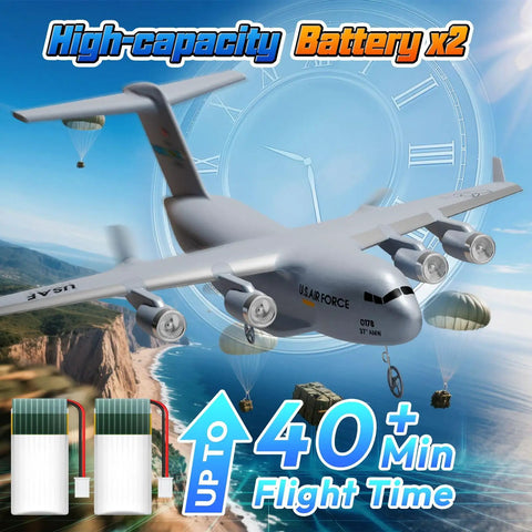 Ready to Fly RC C-17 Globemaster III Plane With 6 Axis Gyro Stabilizer flying with high-capacity battery x2 for 40+ min.