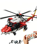 Rescue Helicopter Building Block Set With 1528 Pieces And Motorized Rotors Realistic Gear System Transport Copter Toy For Adults And Kids