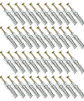 Heavy Duty Steel Hollow Wall Anchors With Screws Kit for Drywall and Plaster Walls, 50 sets of serrated metal anchors and screws