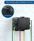 Wall-mounted outdoor weatherproof electrical box with 3 way cord connection cover and six entry ports keeps cables neat and safe