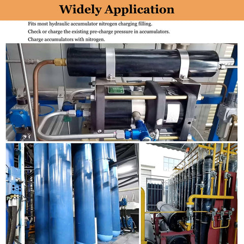 Nitrogen Accumulator Charging Kit For Hydraulic Systems, Pro Grade Nitrogen Pressure Test System With 3 Gauges And 7 Couplings, 1 Gas Hose, Easy Inflation, Accurate Multi Point Pressure Checks