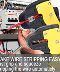 Wire Stripping Tool For 14-24 AWG Cables, Automatic Stripping Pliers For Speaker Wire And Flat Ribbon Cable in use