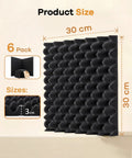 Level Up Your Home Setup With Upgraded Egg Crate Soundproofing Foam For Walls 6 Pack Self Adhesive Acoustic Panels 30 cm by 30 cm size.