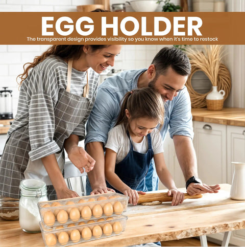 Clear Stackable Egg Organizer Trays With Lids And Handles, 14 Slot Fridge Storage Bins, Pack Of 2 For Kitchen Or Pantry Organization, Keeps Eggs Fresh Bruise Free And Neat