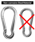 Heavy Duty 316 Stainless Steel Carabiners 3 Inch Spring Snap Hooks For Gym And Outdoor Use showing non-corrosive steel option