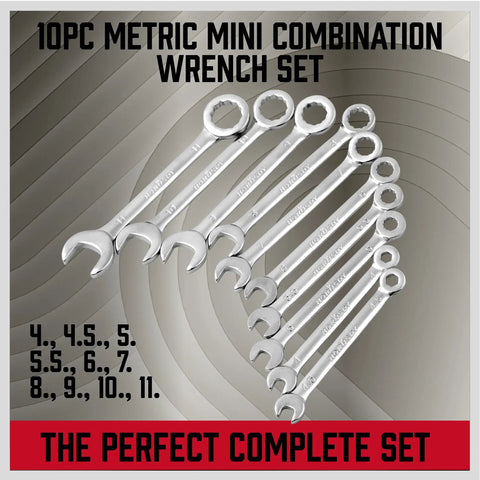 Beefy 22 Piece Mini Wrench Set With Metric And SAE Sizes From 4 To 10mm And 5 32 Inches To 7 16 Inches High Carbon Steel Angled Design