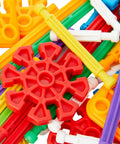 Build A Bunch 66 Piece Preschool STEM Construction Set For Kids Ages 3 And Up With Colorful Chunky Rods Wheels Eyes And Tails For Easy Snap Together Creative Play And Kid Tested Fun, colorful plastic pieces