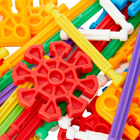 Build A Bunch 66 Piece Preschool STEM Construction Set For Kids Ages 3 And Up With Colorful Chunky Rods Wheels Eyes And Tails For Easy Snap Together Creative Play And Kid Tested Fun, colorful plastic pieces