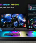Gaming setup with 2-In-1 Under Monitor Light Bar For Gaming Setup With RGB Desk LED Remote Control USB Powered 5V Color Changing Lamp