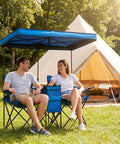 Double Beach Chair With Canopy Shade Built In Cooler Bag And Cup Holders Oversized Folding Loveseat For Outdoor Use