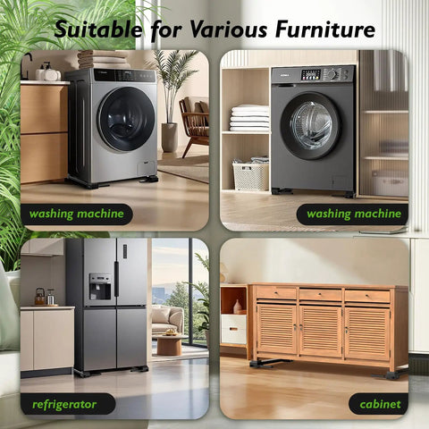 20 To 32 Inch Extendable Appliance Sliders With Liftable Anti Slip Base For Easy No Hassle Moving Of Washing Machines, Dryers, Refrigerators And Heavy Furniture, Heavy Duty Rollers For Smooth Glide And Stable Lift Black installed under washer and refrigerator