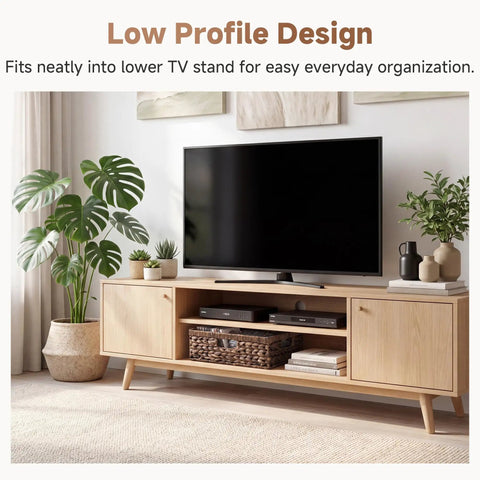 TV stand with Large Wicker Storage Basket For Shelves And Pantry In Brown Water Hyacinth, 1 Pack, under TV