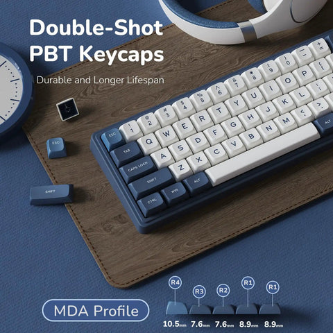 Double-Shot PBT Keycaps on Absolute Beast 60 Percent Mechanical Gaming Keyboard with MDA Profile and durable design.