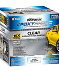 High Gloss Clear Garage Floor Coating Kit Two Part Epoxy Concrete Sealer With Low Voc And Low Odor Formula in packaging.