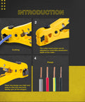 Image showing usage of Coax Cable Crimp Kit With Adjustable Compression Tool For RG6 RG59 RG11 F Connectors Includes Coax Stripper And 20 F Compression Connectors Ergonomic Anti Slip Handle Easy Thumb Screw Adjustment in stripping and cutting cables.