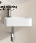 HAOCHRYSYPH Ceramic Wall Mount Bathroom Sink, Milk White, 14.18x10.24 in. featuring chrome faucet and drain, modern design.