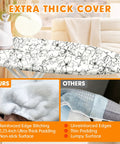Heavy Duty Ironing Board Cover And Pad With Extra Thick 6mm Padding Scorch And Stain Resistant Adjustable Fasteners And Elastic Edges 15x54 Standard Size Floral White showing reinforced stitching and thick padding.