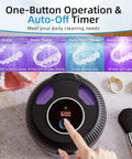 Premium Ultrasonic Retainer Cleaner Machine, 45KHz Dental Pod For Dentures, Jewelry, Aligners, Braces, And Brush Heads, 200Ml Tank With Four Quick Modes And Sleek Black Finish, No Sweat Maintenance, showing one-button operation and auto-off timer.