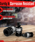 3 Piece Impact Universal Joint Set With 1/4 Inch 3/8 Inch And 1/2 Inch Drive Swivel Sockets, Heavy Duty Alloy Steel U Joint Sockets