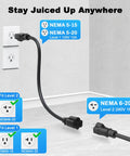 Portable J1772 EV Charger Level 1 And 2 With 25Ft Cable For Outdoor Use 16A Travel Ready Electric Vehicle Charger With Nema 6 20 Plug And Nema 5 15 Adapter Home 110V To 240V Charging Station plugged into wall outlet