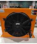 Front view of the 100Lpm Aluminum Hydraulic Oil Air Cooled Radiator And Heat Exchanger, Boss Grade Aluminum Construction, AH1012T Model