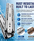 Heavy Duty Soft Close Drawer Slides Full Extension Side Mount Runners With Drop Dead Quiet Damping For Wood Cabinetry, rust-resistant steel.