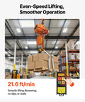 Built Tough Heavy Duty Electric Chain Hoist Up To 4400 Lbs With 20 Ft Lift Height Three Phase Dual Voltage 208 To 240V And 440 To 480V 60Hz Overhead Crane With 328 Ft Wireless Remote G100 Single Chain Lift in warehouse lifting boxes.