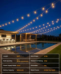 52Ft Solar String Lights For Outdoor Patio Waterproof With Remote And Timer, USB Or Solar Powered Dimmable Backyard Party Lights For Vibe.