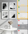 Image showing four art frames hung on drywall using 40 Pack Picture Hangers Super Hooks For Drywall No Tools Needed Holds Up To 100 Lbs Silver Finish Heavy Duty Design For Art Frames Canvases Mirrors Clocks Or Planters In Living Room Bedroom Kitchen Decor.