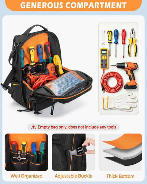 Heavy Duty Hvac Tool Bag And Electrician Chest Pouch With Heavily Reinforced Stitching And Compact Polyester Frame, 8.3x6.9x13 inch.
