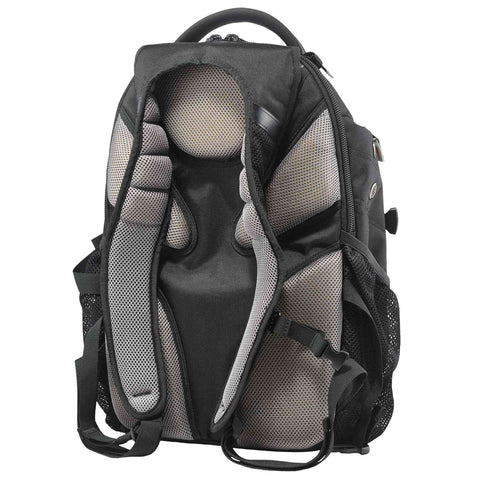 Back view of Tough 1200D Ballistic Polyester Laptop Backpack With Water Resistant Backing Fits 14 Inch Laptops Four Main Compartments