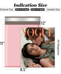 Light Pink 8.5x12 Inch Bubble Mailers, comparison with A4 magazine, opaque matte finish, self-seal, for small biz, durable bubble bags