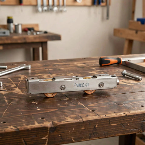 Heavy Duty Sliding Glass Door Rollers Feel Like Butter Silent Pivot Wheels With No Sweat Double Bearing Stainless Track Casters on wooden surface.