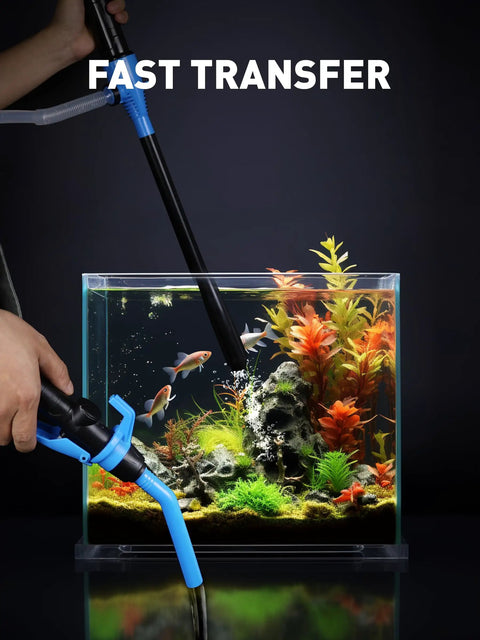 Portable Cordless Fuel Transfer Pump Battery Powered Fluid Transfer Tool 2.8 GPM in aquarium demonstration