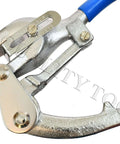 Close-up of Heavy Duty Power Hole Punch Kit with 7 Size Die Set from 3/32 to 9/32 Inches, showing metal and blue handle parts.