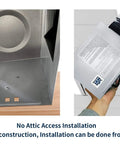 Quiet Bathroom Exhaust Fan With Light 50 CFM 1.0 Sone Easy Install No Attic Access Needed showing duct connection and installation
