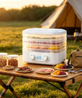 Sleek Digital Food Dehydrator With Adjustable Temperature And Timer For Fruits Veggies Meat Heavy Duty Electric Dryer in outdoor setting.