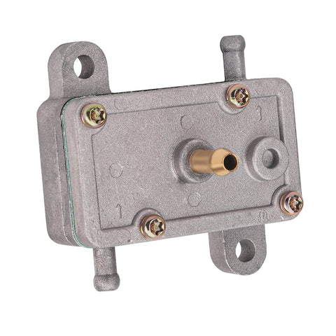 AHL fuel pump for small engines; metal housing with brass inlet and mounting tabs.