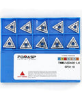 Top Notch Carbide Inserts For Aluminum Turning TNMG332 TNMG160408 10 Pack with gray polished surface in blue packaging