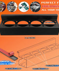 Diagram of Magnetic Power Tool Organizer Rack For The Shop, Heavy Duty 4 Slot Drill Holder, Solid Metal Tool Rack