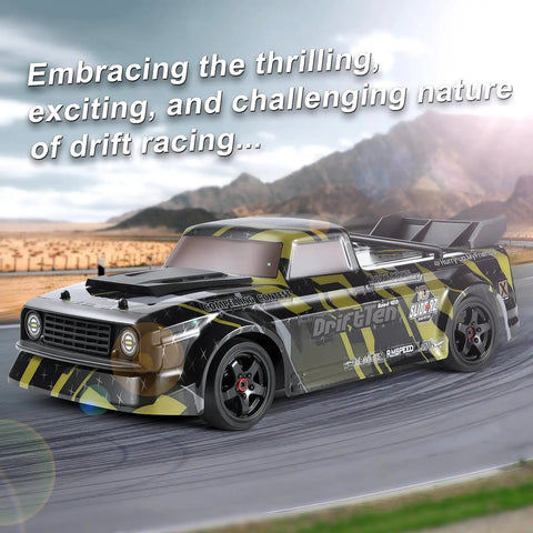 1/18 Scale Drift RC Car With Gyro And 2.4GHz Remote 28 KmH Top Speed RTR 4x4 Electric Vehicle racing on track